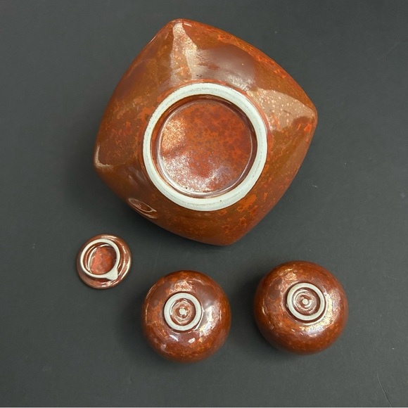 Vintage Mid-Century Modern Ceramic Rust Brown Teapot Set with Two Cups - Picture 13 of 16